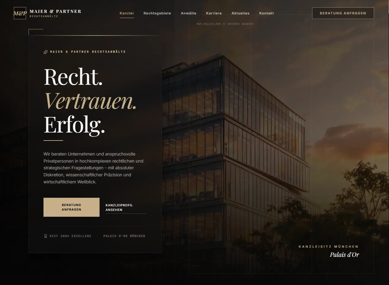 Hero-Bereich der Website Maier & Partner Rechtsanwälte